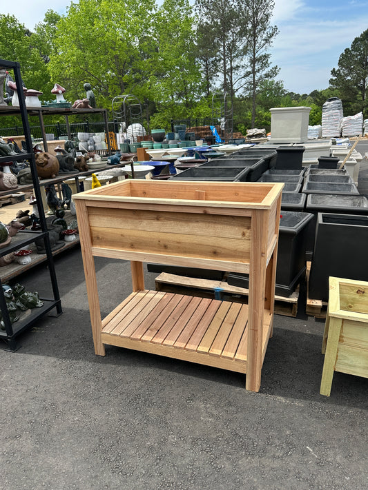 Premium Cedar Raised Planter Box - With Shelf