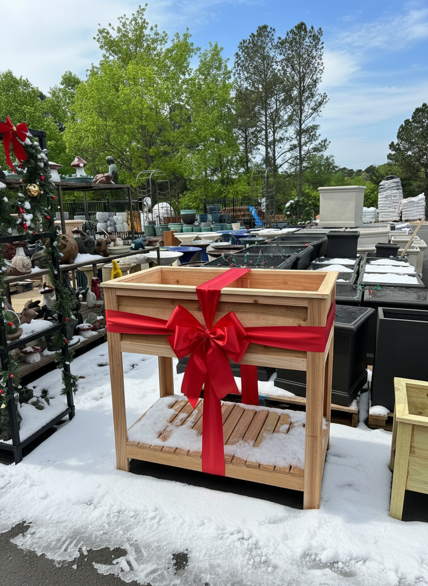 Premium Cedar Raised Planter Box - With Shelf
