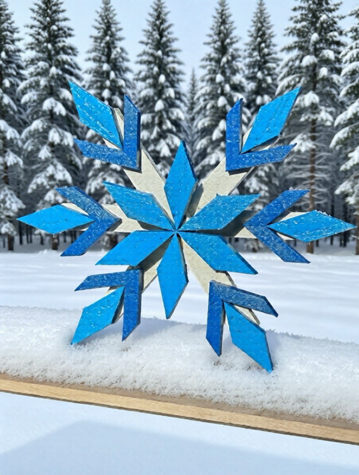 Handcrafted Wooden Snowflake – 16" x 16" x 2" - Multi-Color