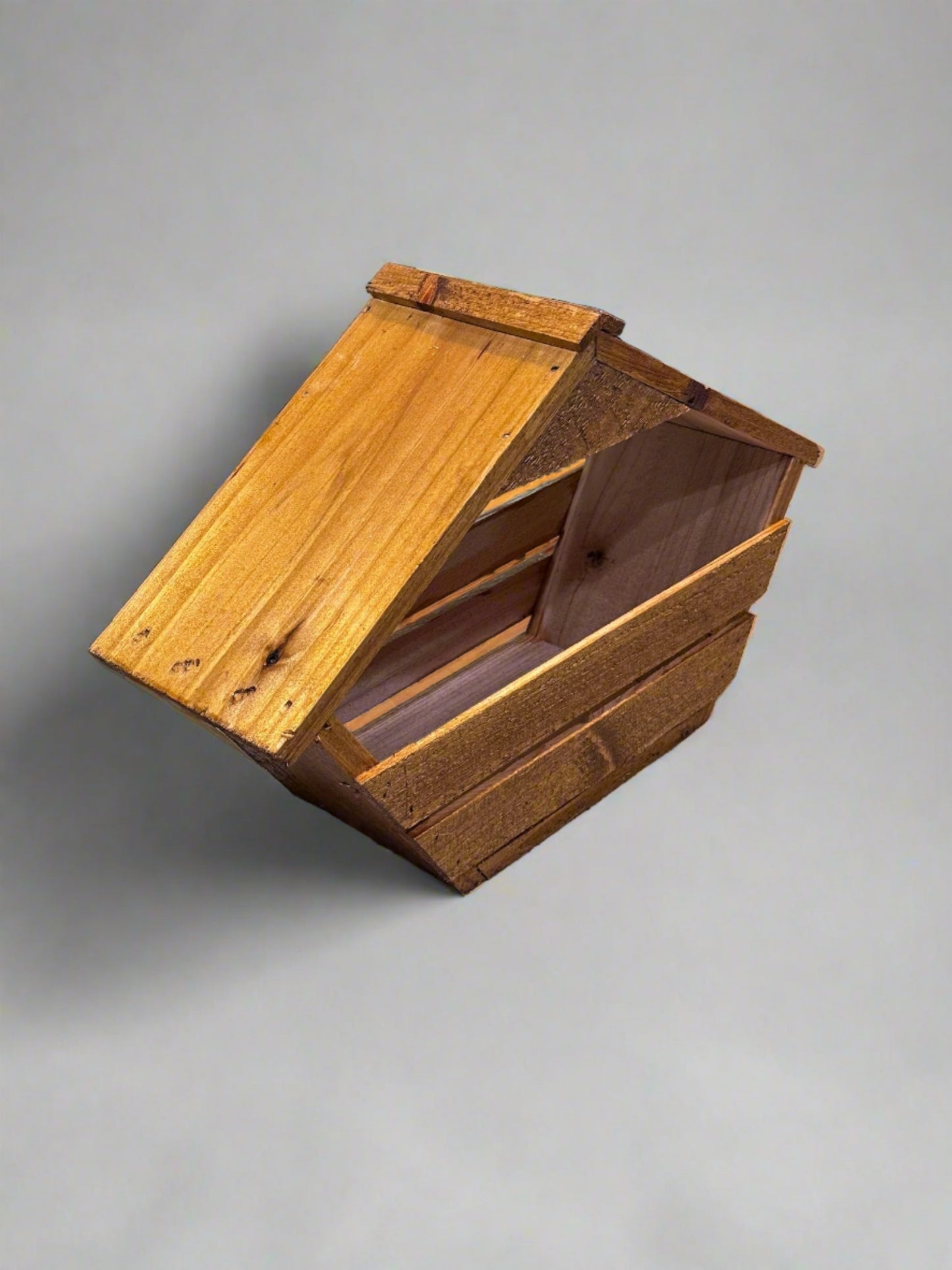 Dove Nesting Boxes are hand crafted using Southern Pine Designed for smaller sized doves yet many other species of birds will also use for nesting. Easy clean out without having to remove or adjust parts.