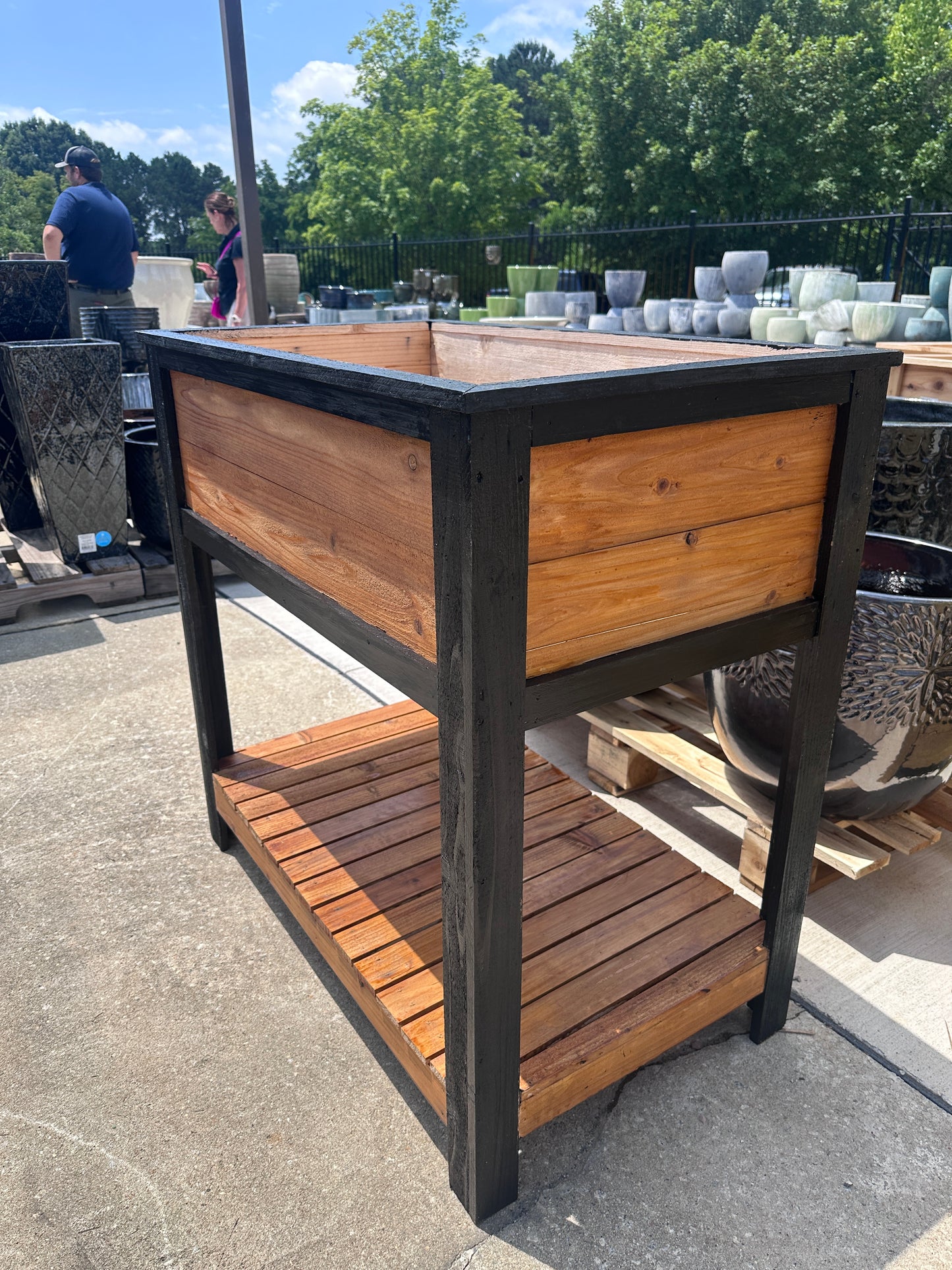 Premium Cedar Raised Planter Box - With Shelf