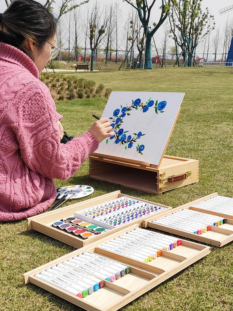 Wooden drawer type easel