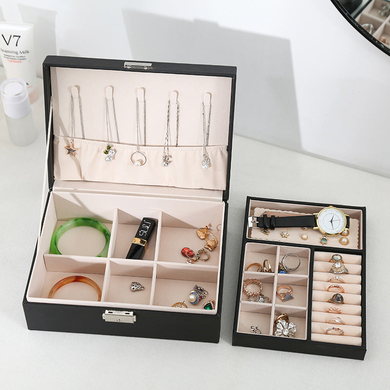 Double-Layer Wooden Jewelry Box