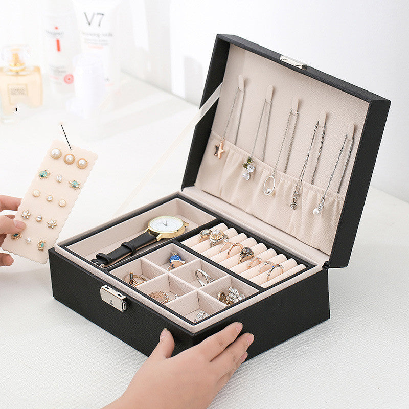 Double-Layer Wooden Jewelry Box