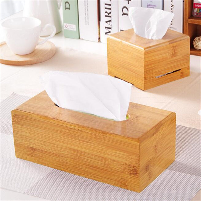 Tissue-Box Table-Decor Bamboo Roll-Storage