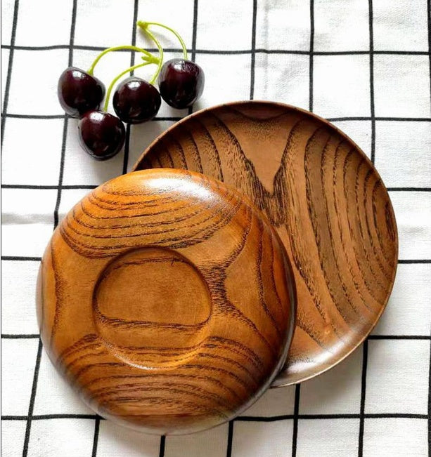 Wood Tableware Whole Wood Dish Japanese Hotel Dim Sum Dish Solid Wood