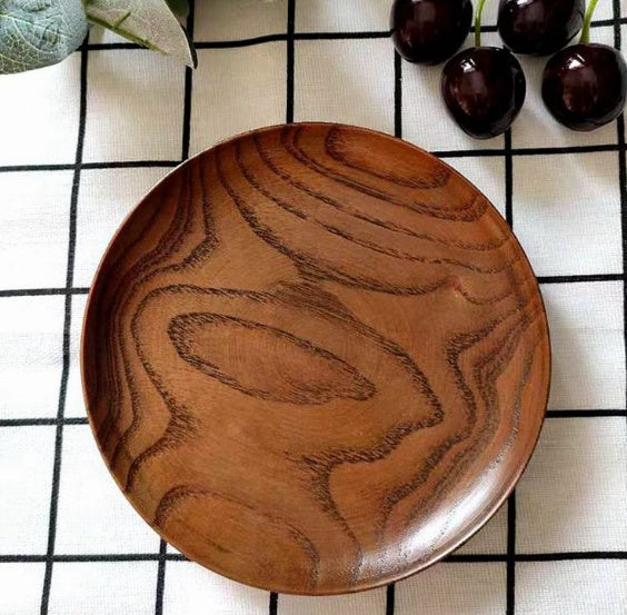 Wood Tableware Whole Wood Dish Japanese Hotel Dim Sum Dish Solid Wood