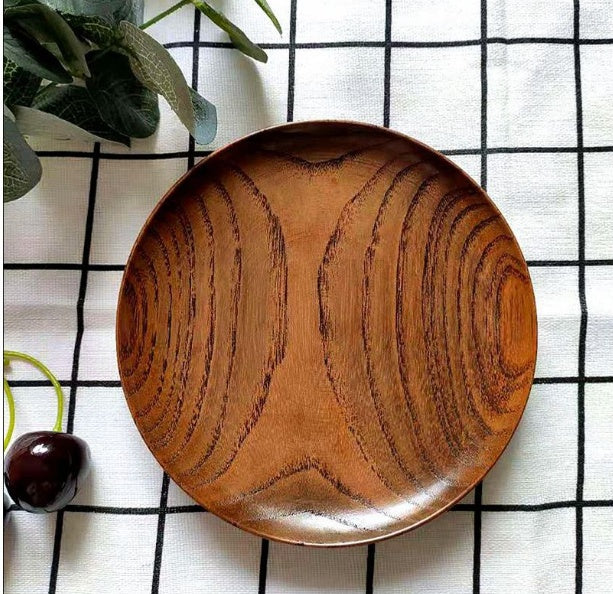 Wood Tableware Whole Wood Dish Japanese Hotel Dim Sum Dish Solid Wood