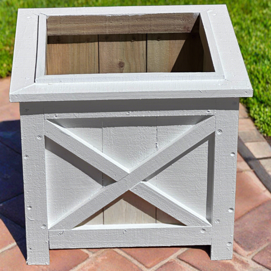 X-Frame Planter - 18"x18"x18" - White - Pilkington Woodworks