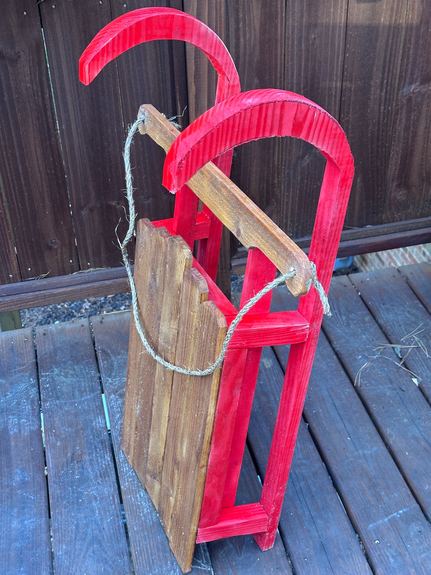 Handcrafted Decorative Wooden Sled – Rustic Holiday Décor - 36"x24"x11"