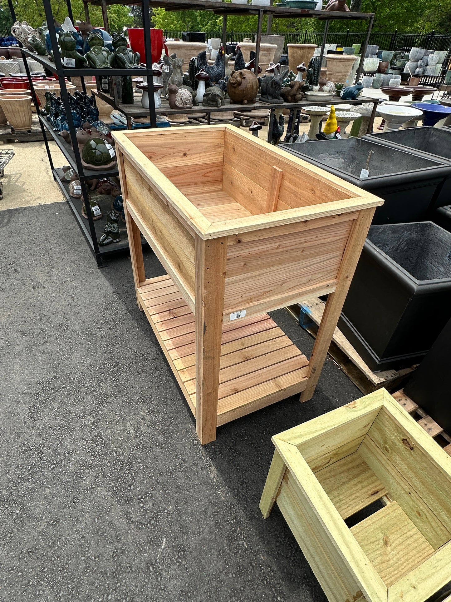 Premium Cedar Raised Planter Box - With Shelf