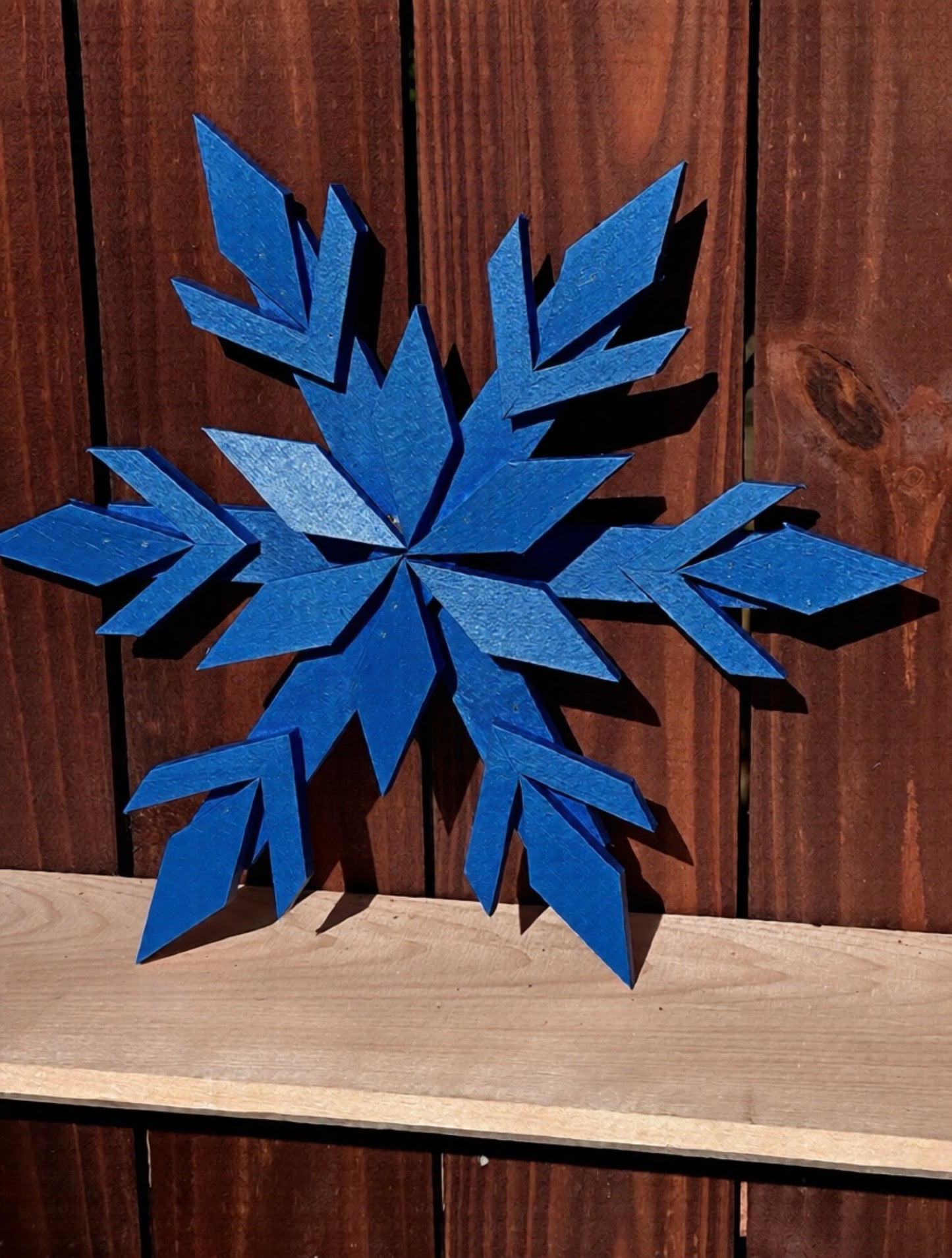 Handcrafted Wooden Snowflake – 16" x 16" x 2" - Solid Color