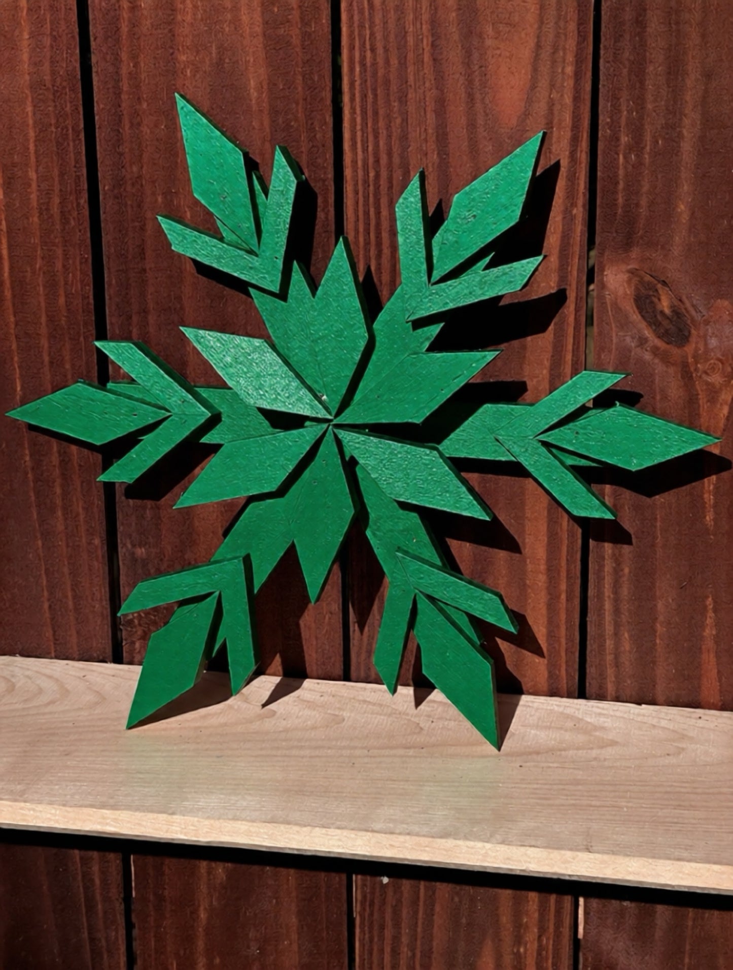 Handcrafted Wooden Snowflake – 16" x 16" x 2" - Solid Color