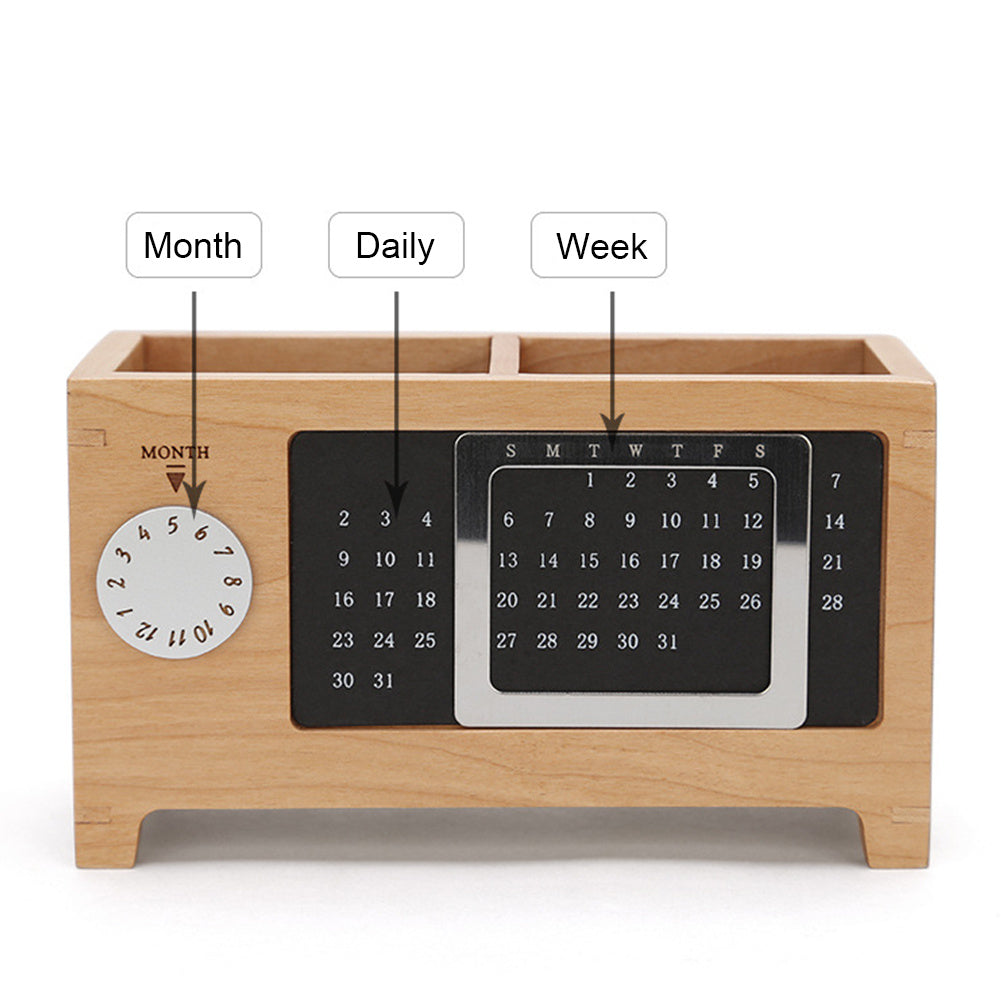 Calendar pen holder wooden