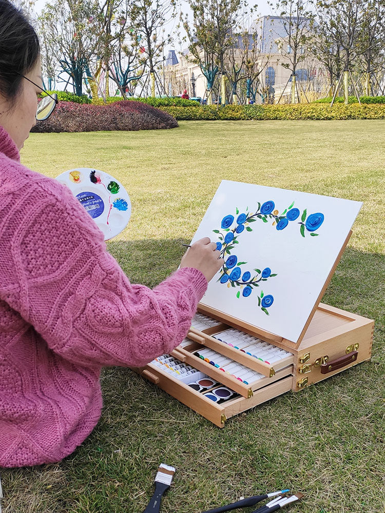 Wooden drawer type easel