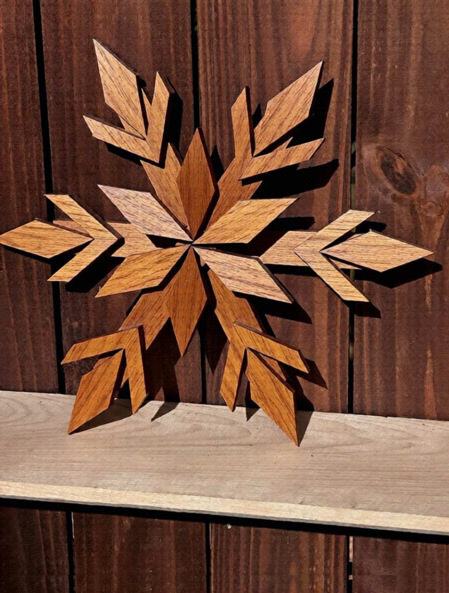 Handcrafted Wooden Snowflake – 16" x 16" x 2" - Solid Color