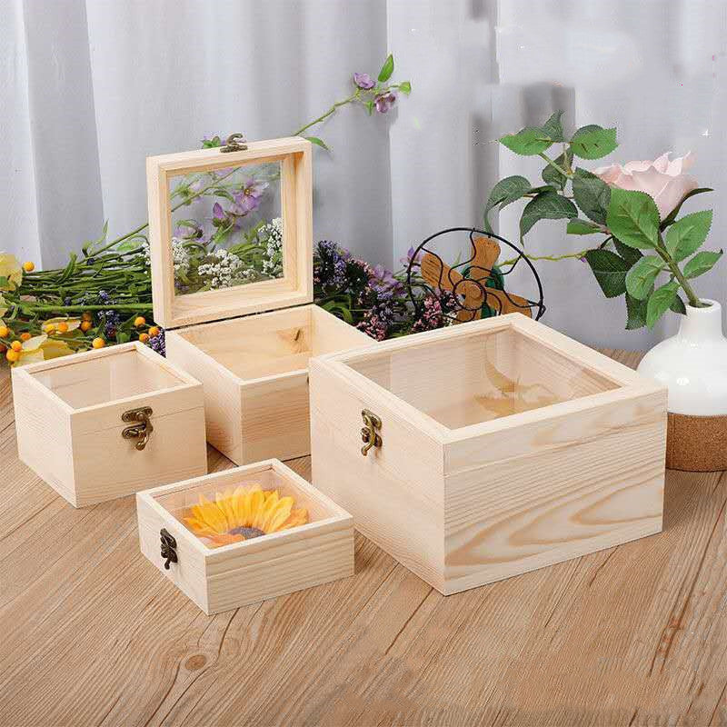 Wooden clamshell gift box Wooden packing box Rectangular tool wooden box