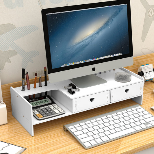 Desktop Computer Riser With Drawer Storage