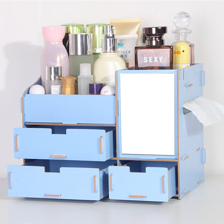 Wooden cosmetic storage box