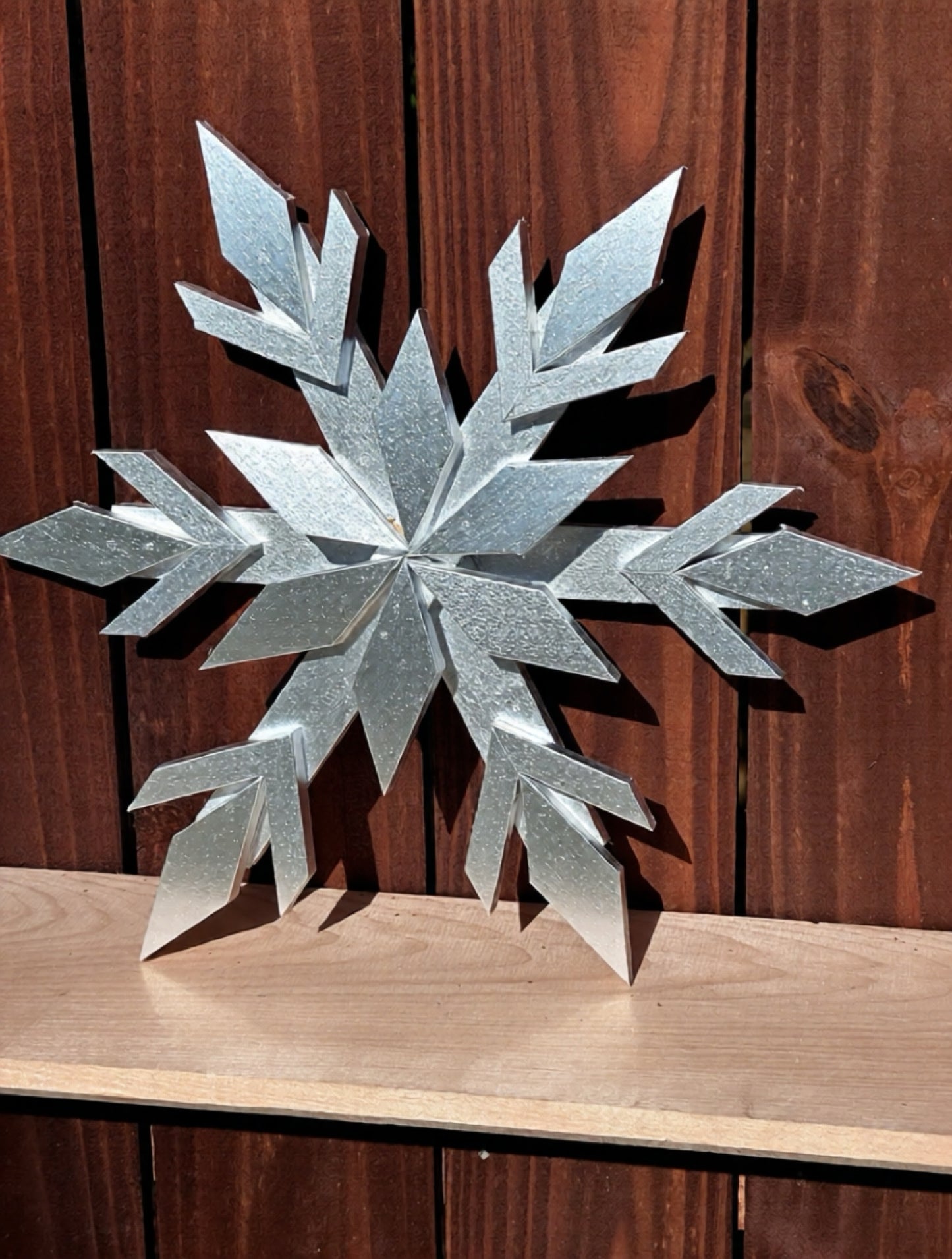 Handcrafted Wooden Snowflake – 16" x 16" x 2" - Solid Color