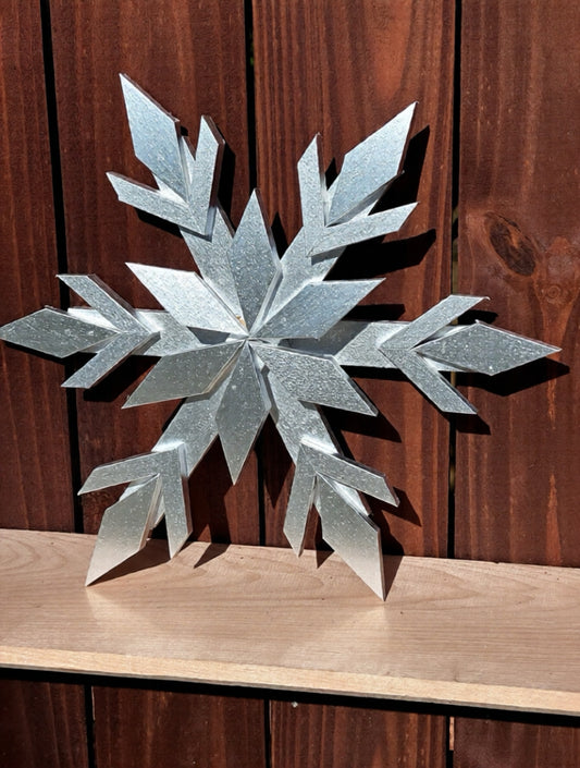 Handcrafted Wooden Snowflake – 16" x 16" x 2" - Solid Color