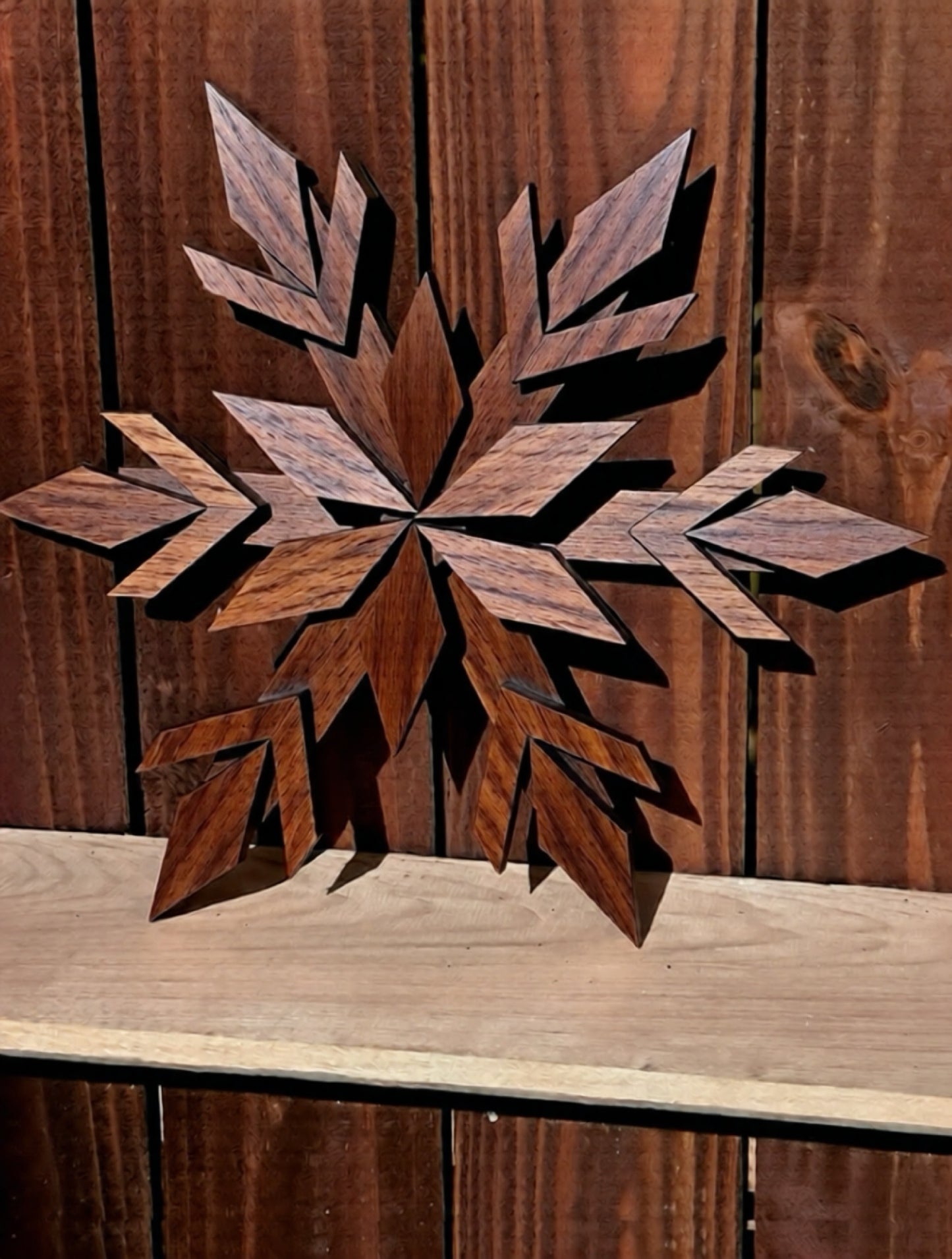 Handcrafted Wooden Snowflake – 16" x 16" x 2" - Solid Color