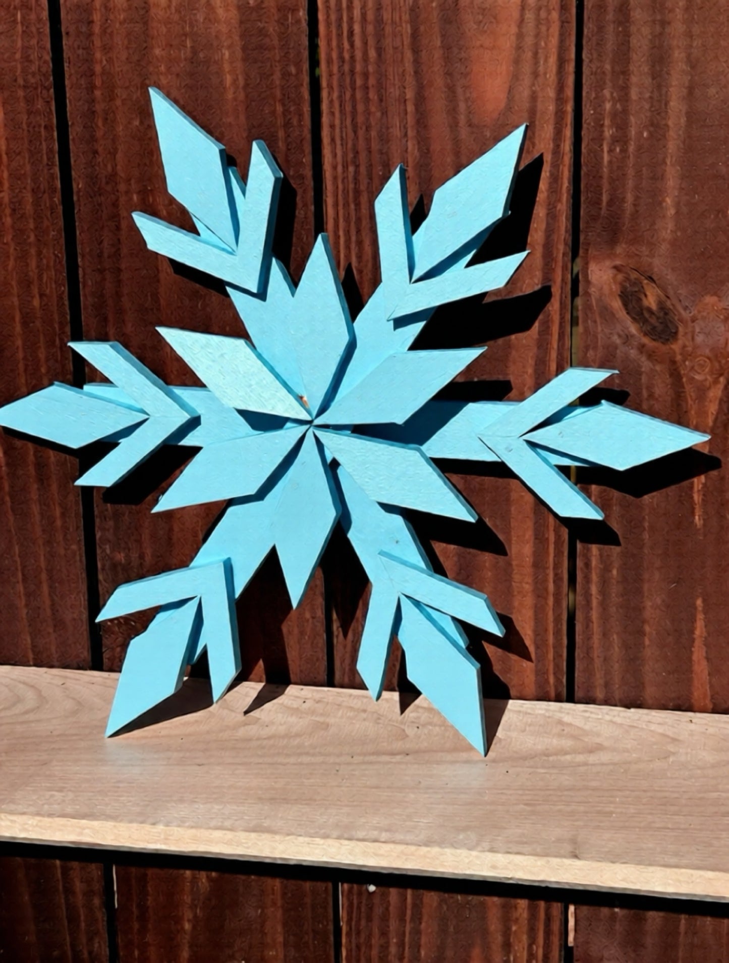 Handcrafted Wooden Snowflake – 16" x 16" x 2" - Solid Color