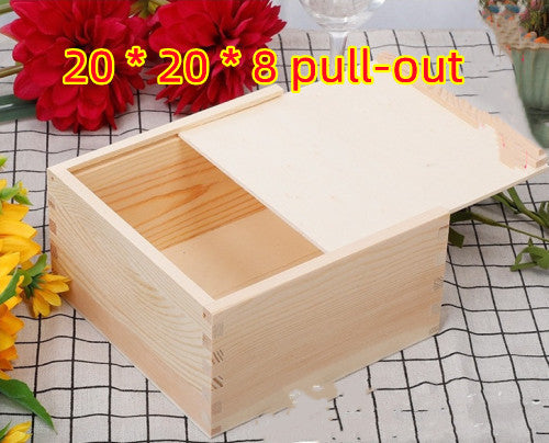 Wooden clamshell gift box Wooden packing box Rectangular tool wooden box