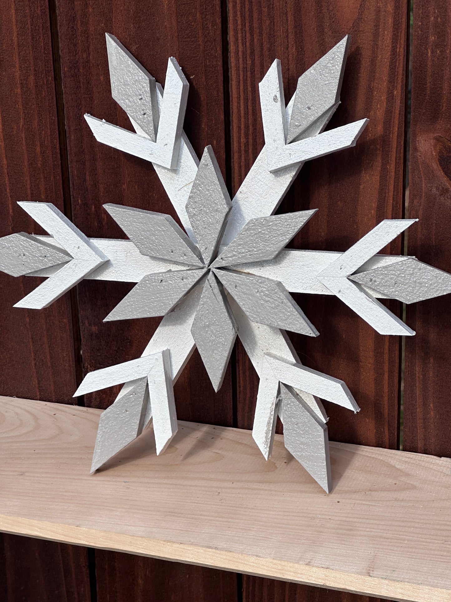 Handcrafted Wooden Snowflake – 16" x 16" x 2" - Multi-Color