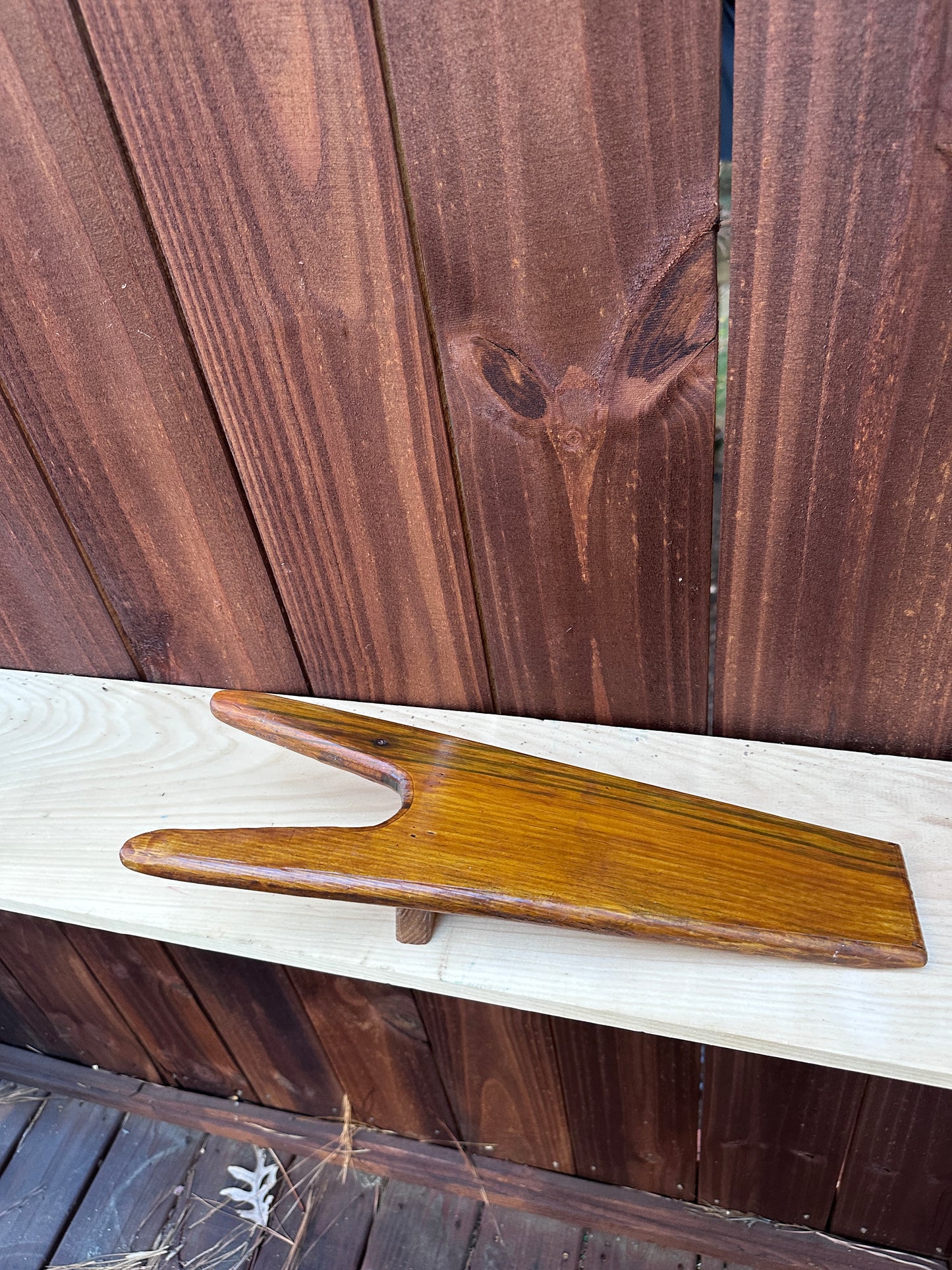 Handmade Boot Jack – Honey Teak–Stained Pine
