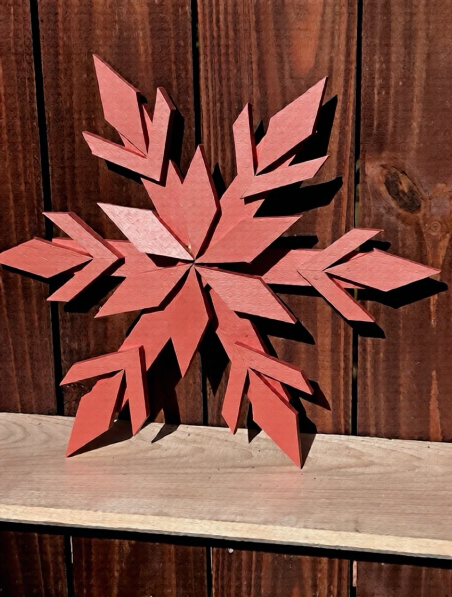 Handcrafted Wooden Snowflake – 16" x 16" x 2" - Solid Color