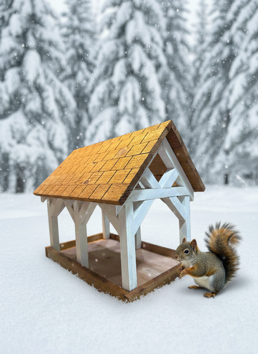 Deluxe Timber Frame Fly Thru Bird Feeder