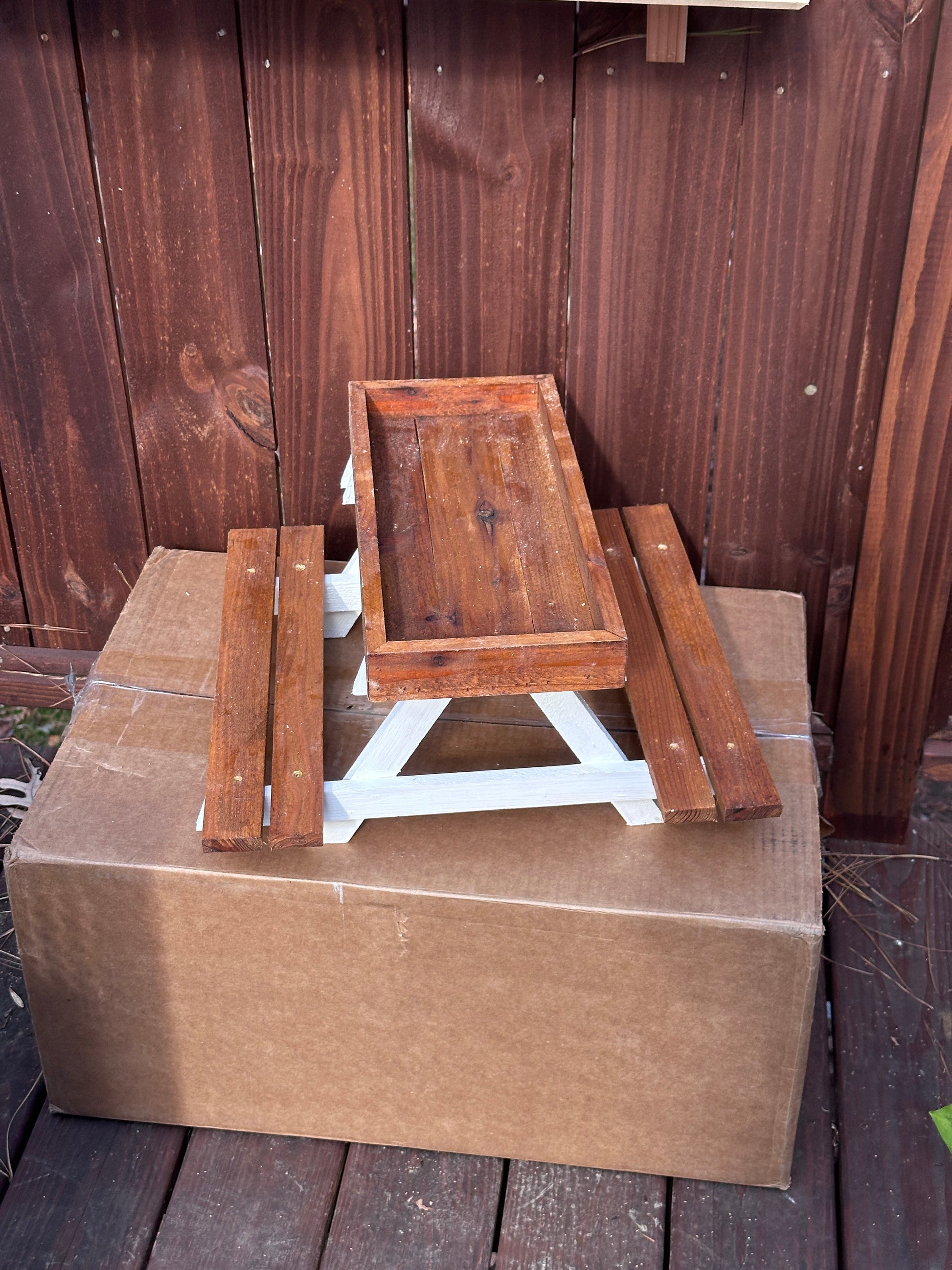 Handcrafted Cedar Picnic Table Feeder For Birds & Squirrels