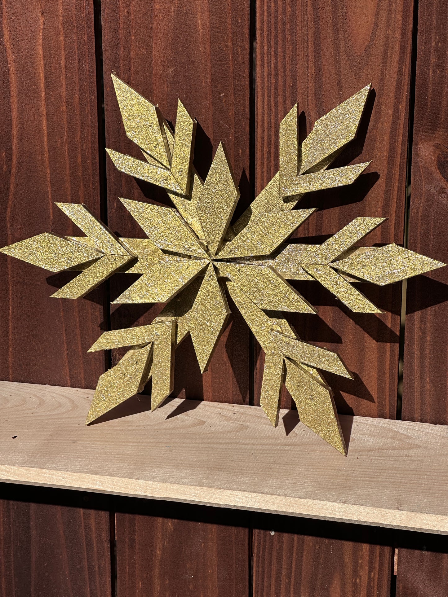 Handcrafted Wooden Snowflake – 16" x 16" x 2" - Solid Color