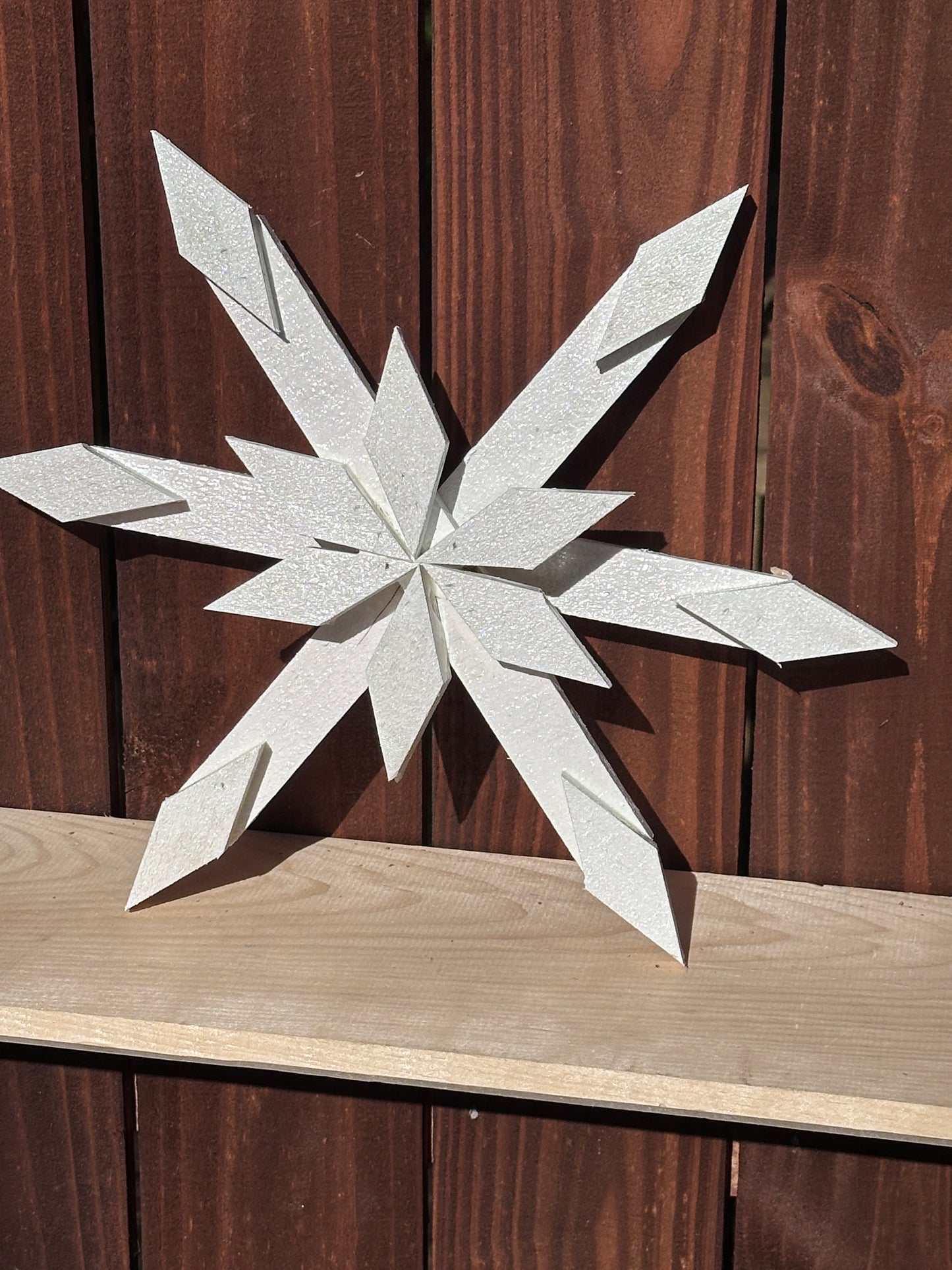 Handcrafted Wooden Snowflake – 16" x 16" x 2" - Solid Color