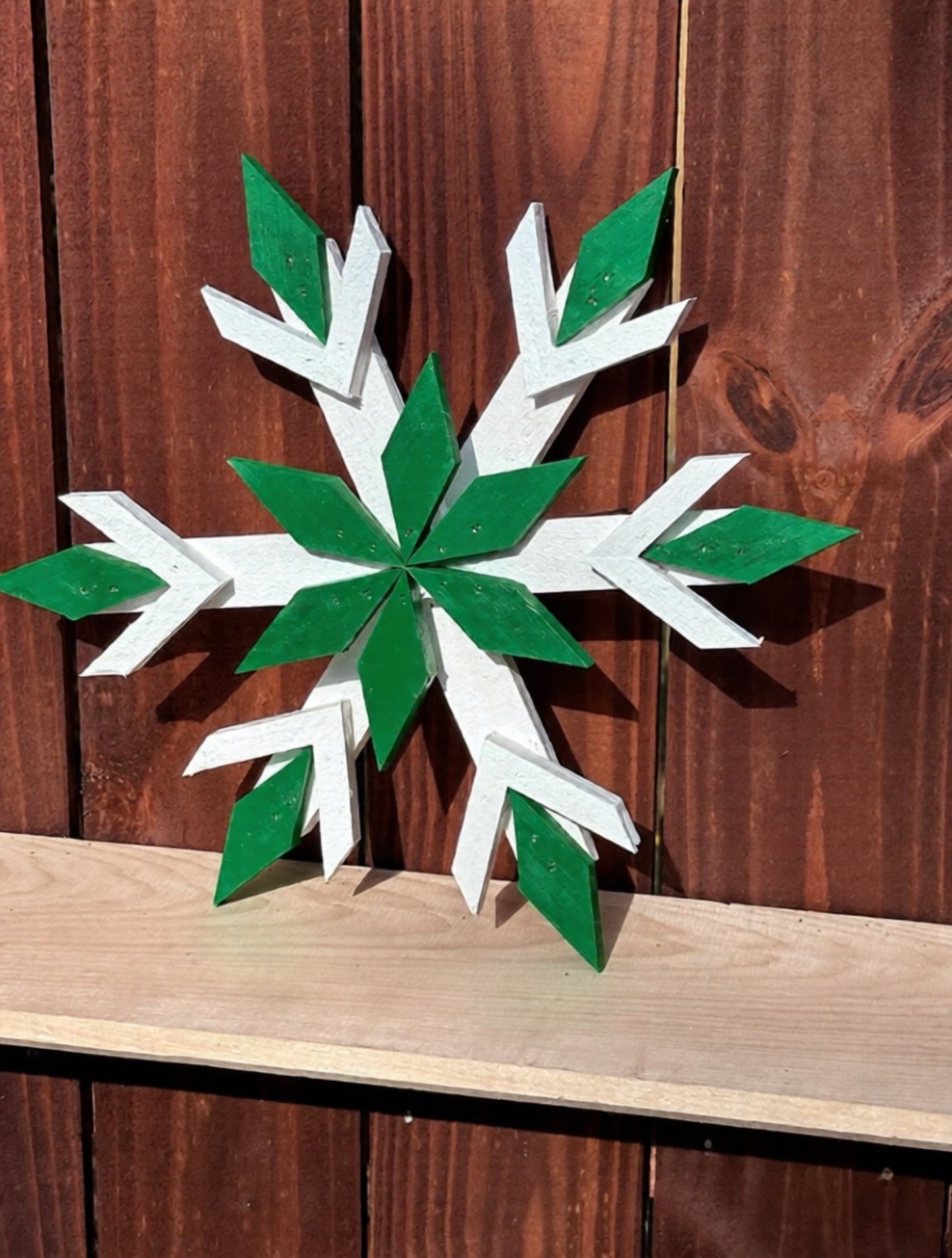 Handcrafted Wooden Snowflake – 16" x 16" x 2" - Multi-Color