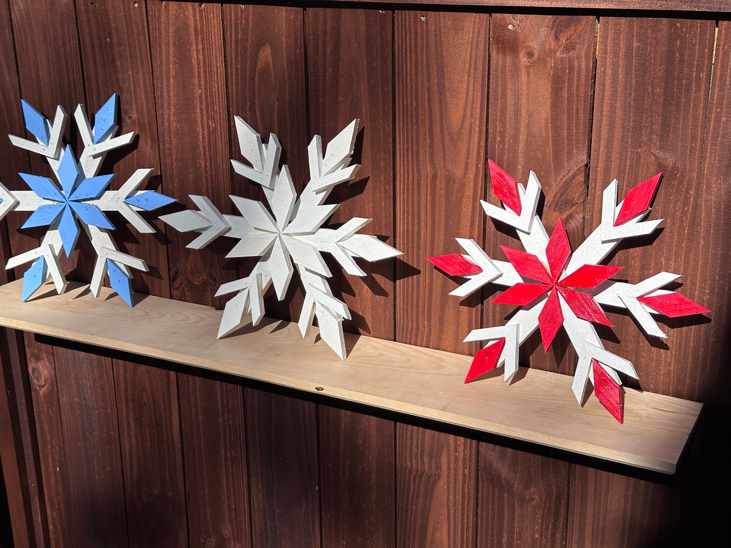 Handcrafted Wooden Snowflake – 16" x 16" x 2" - Multi-Color