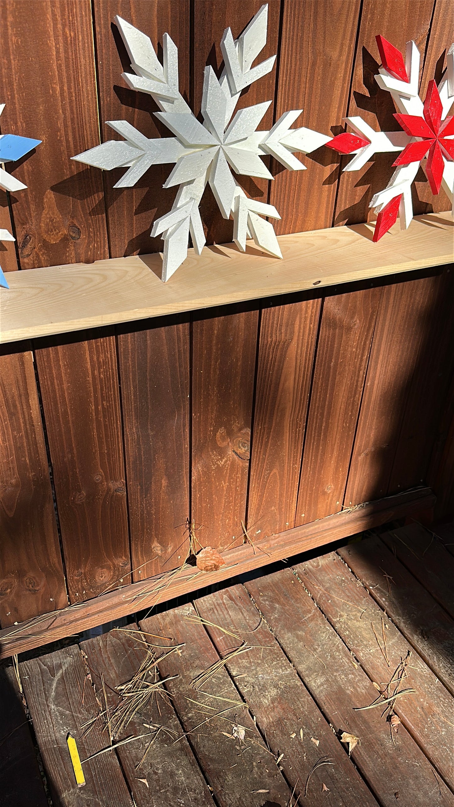 Handcrafted Wooden Snowflake – 16" x 16" x 2" - Multi-Color