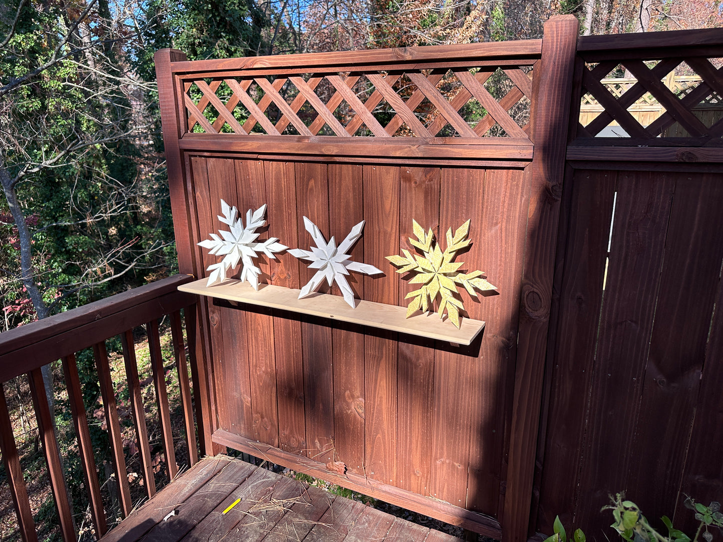 Handcrafted Wooden Snowflake – 16" x 16" x 2" - Solid Color