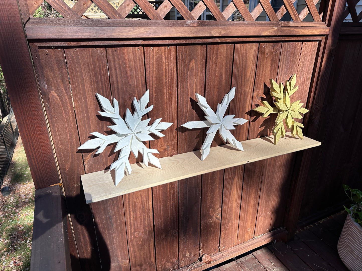 Handcrafted Wooden Snowflake – 16" x 16" x 2" - Solid Color
