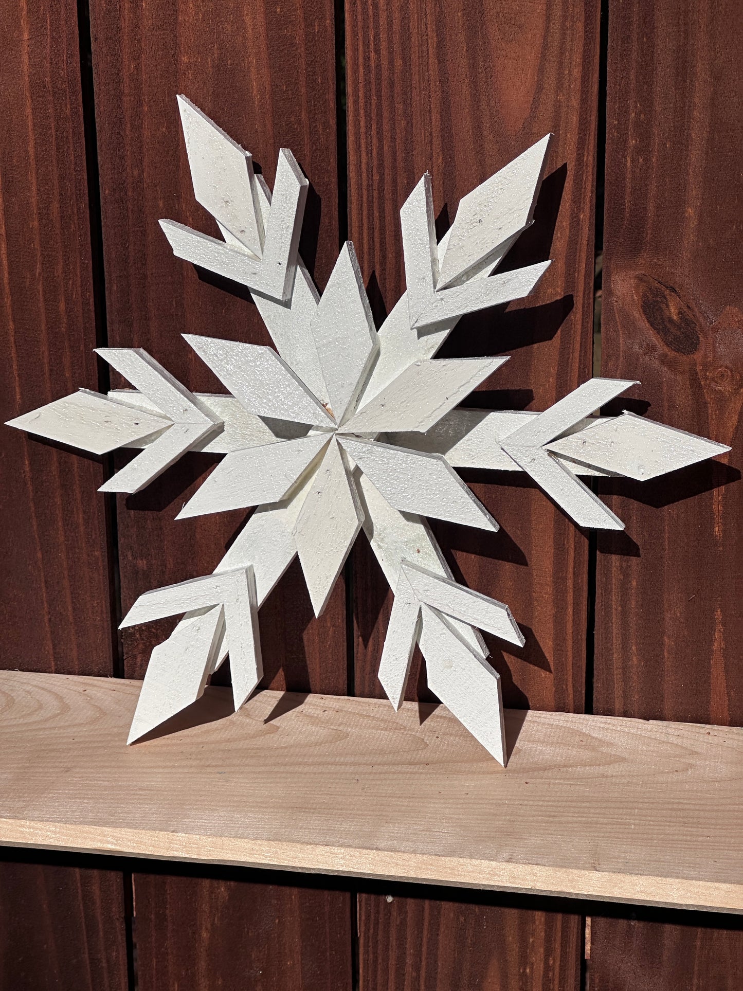 Handcrafted Wooden Snowflake – 16" x 16" x 2" - Solid Color