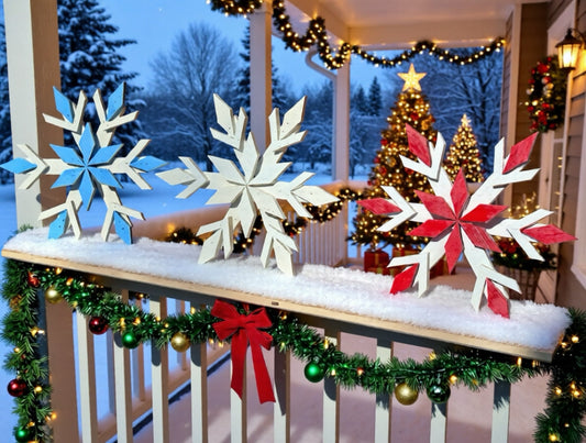 Handcrafted Wooden Snowflake – 16" x 16" x 2" - Multi-Color