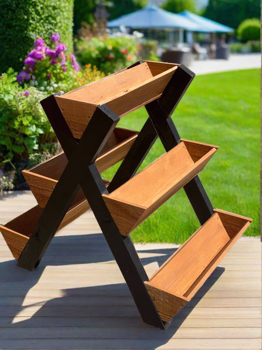 Tiered 5-box X-Frame Planter - Pilkington Woodworks