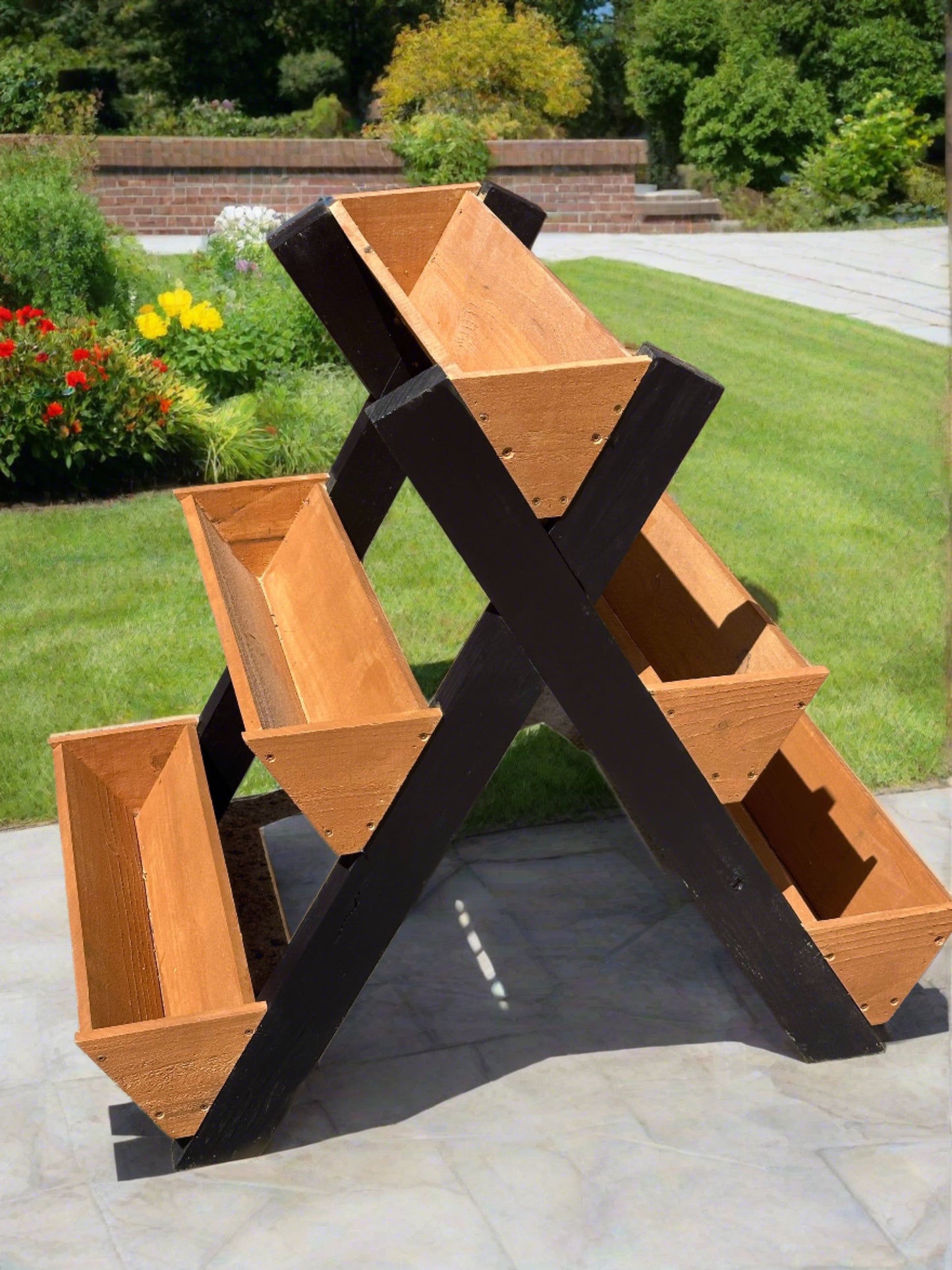 Tiered 5-box X-Frame Planter - Pilkington Woodworks