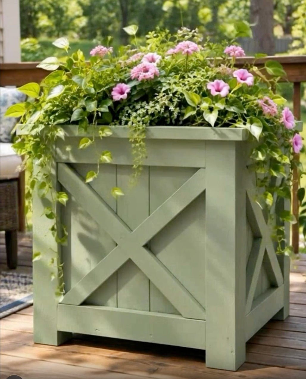 Sage Green X-Frame Planter